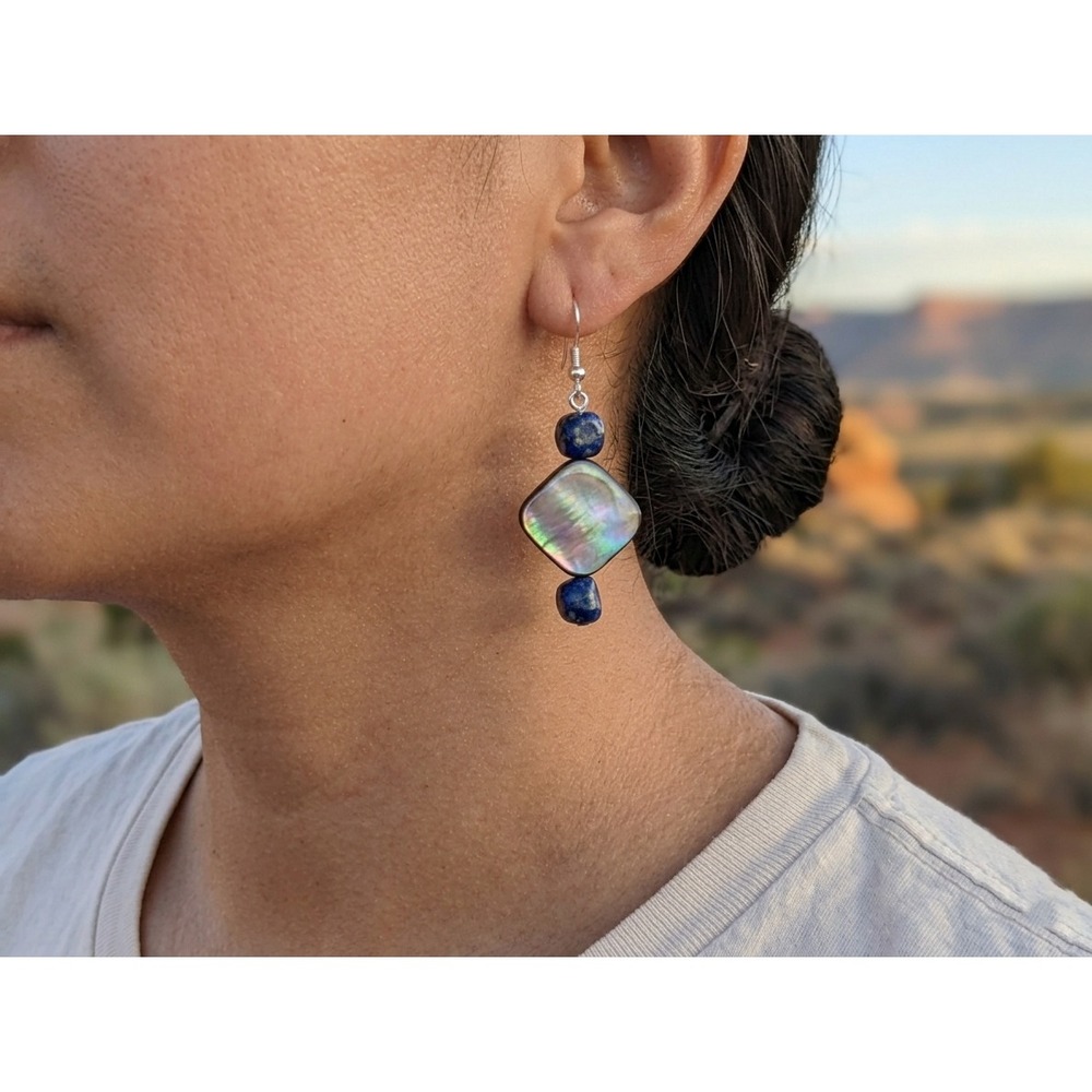 Handcrafted Santo Domingo Kewa Abalone Earrings Genuine Native American ***